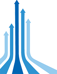 Picture of blue arrows going upward representing Champ Landfill.