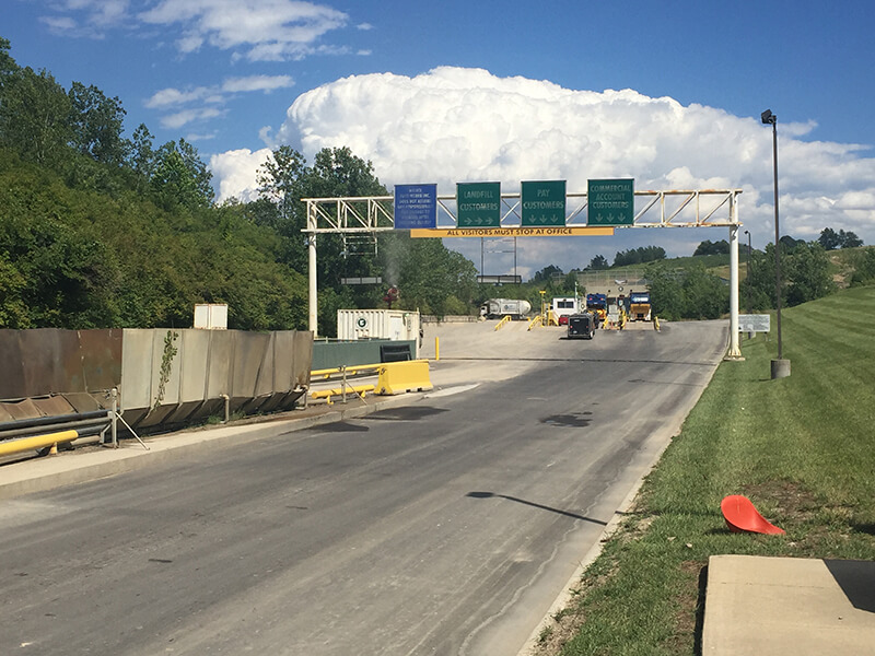 Picture of the entrance into Champ landfill.